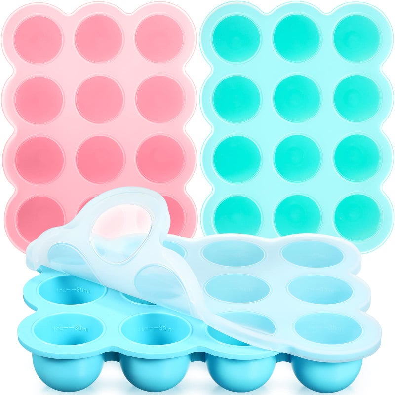 Potchen 3 Pcs Baby Food Storage Container 12 Cup Silicone Baby Food Freezer Tray with Lid Stackable Reusable Silicone Freezer Tray for Food Vegetable Fruit Puree and Breast Milk(Multicolor) - Image 1