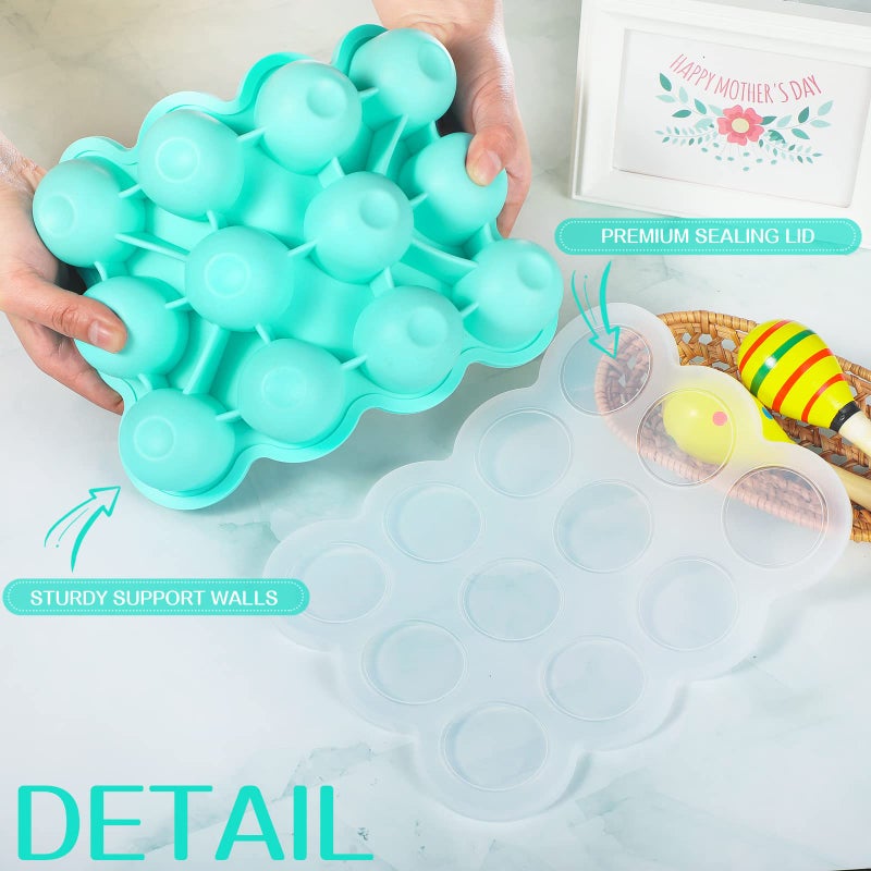 Potchen 3 Pcs Baby Food Storage Container 12 Cup Silicone Baby Food Freezer Tray with Lid Stackable Reusable Silicone Freezer Tray for Food Vegetable Fruit Puree and Breast Milk(Multicolor) - Image 4