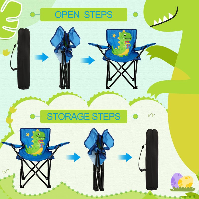 Burbell Outdoor Toddler Camping Chair with Umbrella Foldable Beach Chairs with Safety Lock for Kids Waterproof Lawn Kids Folding Chair for Outside Beach Travel(Dinosaur) - Image 3