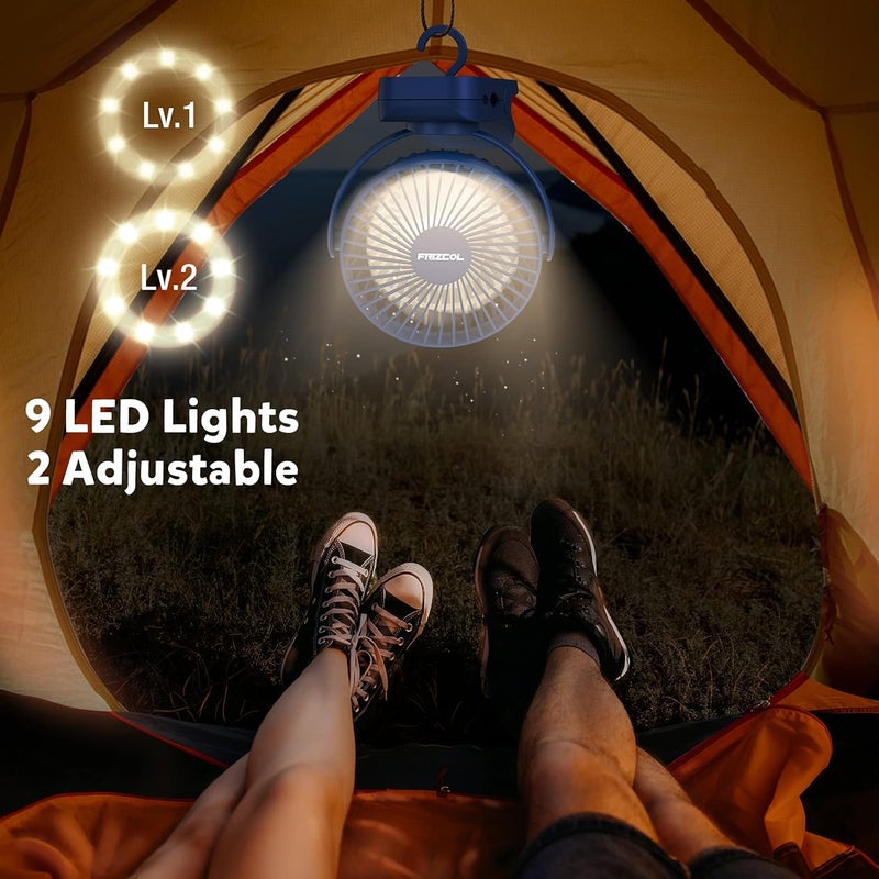 FRIZCOL Clip on Fan 65 Hours Portable Desk Fan Rechargeable with LED Lights Hooks 12000 Capacity Battery Operated Fan with Clips Small Desk Fan Mini Fans for Tents Travel Outdoor Camping Golf Cart Stroller  - Image 4