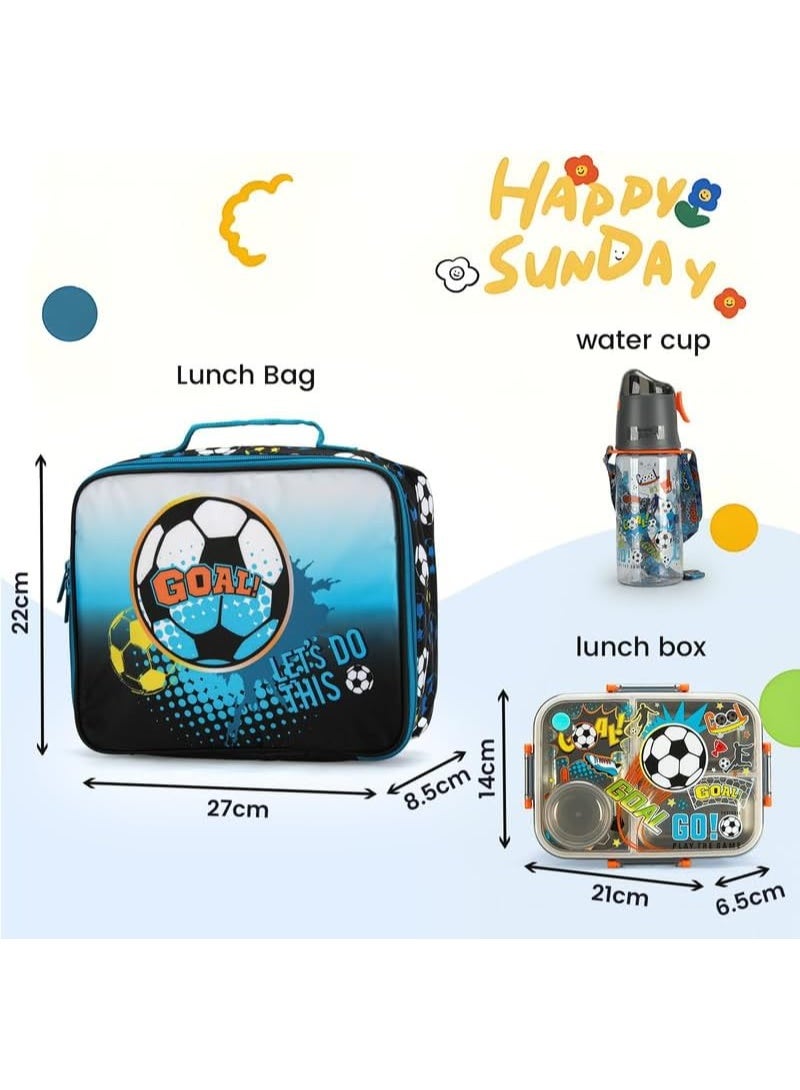 Lucky Kids 3-in-1 Lunch Box Set for Kids 3-Compartment Stainless Steel Bento Box with Insulated Bag & Water Bottle Leakproof, BPA-Free - Image 3