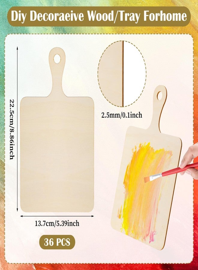Tobeelec 36 Pcs Wooden Mini Cutting Board with Handle Unfinished Wood Craft Mini Charcuterie Boards Paddle Blank Small Chopping Plank for DIY Kitchen Cooking Vegetables Decor(8.86 x 5.39 Inch) - Image 2