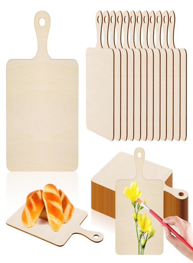 Tobeelec 36 Pcs Wooden Mini Cutting Board with Handle Unfinished Wood Craft Mini Charcuterie Boards Paddle Blank Small Chopping Plank for DIY Kitchen Cooking Vegetables Decor(8.86 x 5.39 Inch) - Image 1
