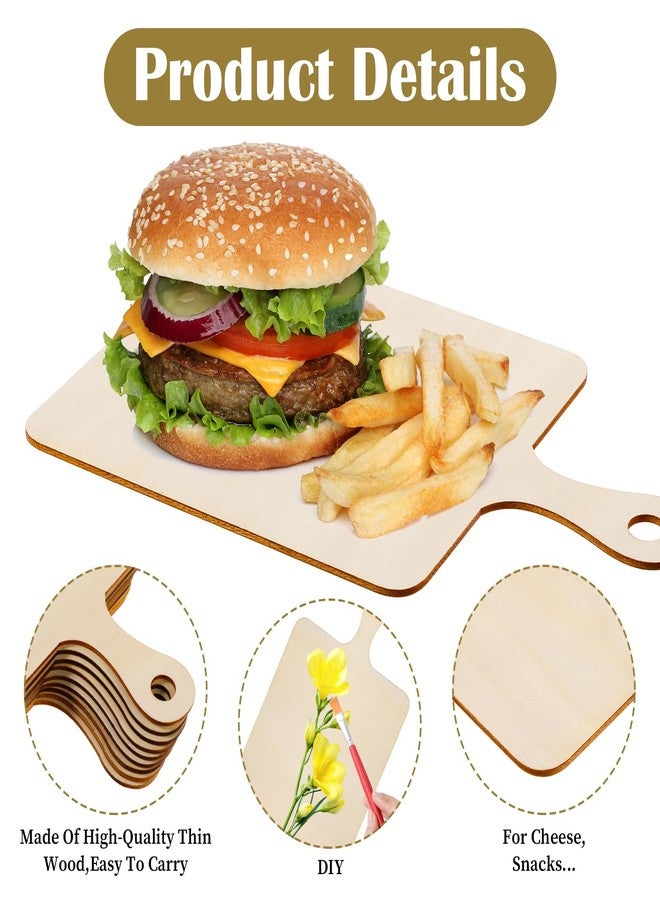 Tobeelec 36 Pcs Wooden Mini Cutting Board with Handle Unfinished Wood Craft Mini Charcuterie Boards Paddle Blank Small Chopping Plank for DIY Kitchen Cooking Vegetables Decor(8.86 x 5.39 Inch) - Image 3
