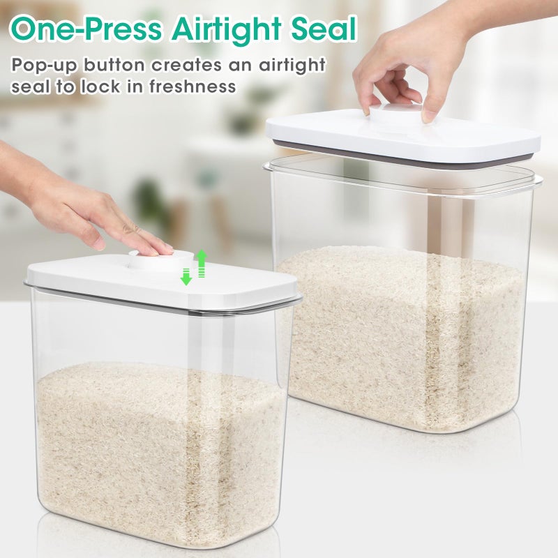 TBMax Large Rice Container 25 Lbs with Easy-Carrying Handles -12.7 Qt Flour Storage Container with Pop Up Lid & Hanging Hooks for Cleaner Use, Airtight Food Storage Bin for Kitchen Organization - Image 5