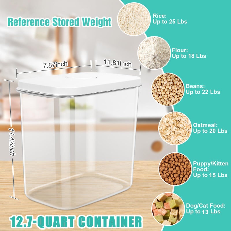TBMax Large Rice Container 25 Lbs with Easy-Carrying Handles -12.7 Qt Flour Storage Container with Pop Up Lid & Hanging Hooks for Cleaner Use, Airtight Food Storage Bin for Kitchen Organization - Image 4