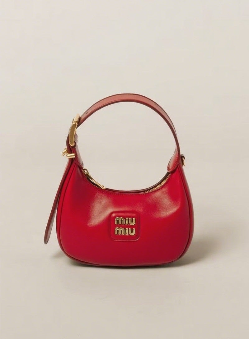 Miu Miu MIU women's leather shoulder bag, carrying armpit bag, moon bag, small shoulder bag, crossbody bag, a versatile handbag - Image 1