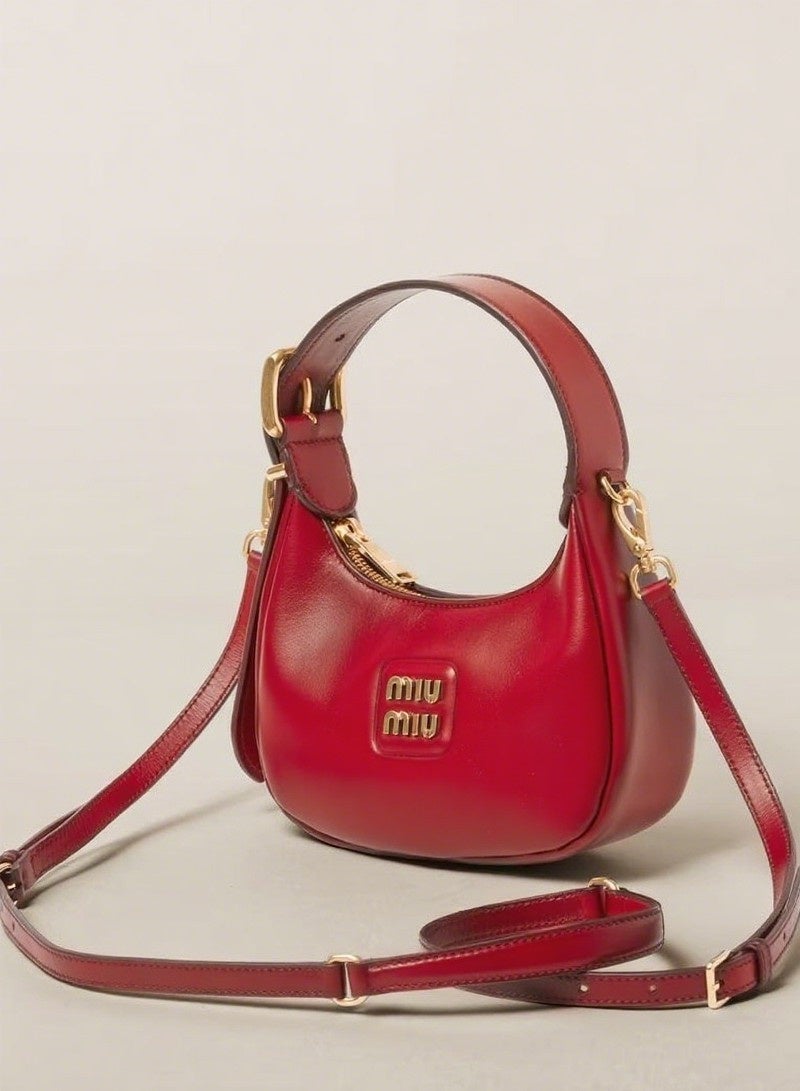 Miu Miu MIU women's leather shoulder bag, carrying armpit bag, moon bag, small shoulder bag, crossbody bag, a versatile handbag - Image 2