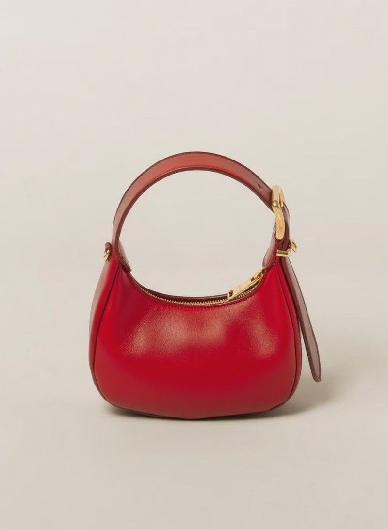 Miu Miu MIU women's leather shoulder bag, carrying armpit bag, moon bag, small shoulder bag, crossbody bag, a versatile handbag - Image 3