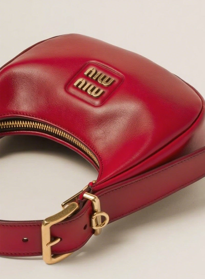 Miu Miu MIU women's leather shoulder bag, carrying armpit bag, moon bag, small shoulder bag, crossbody bag, a versatile handbag - Image 4