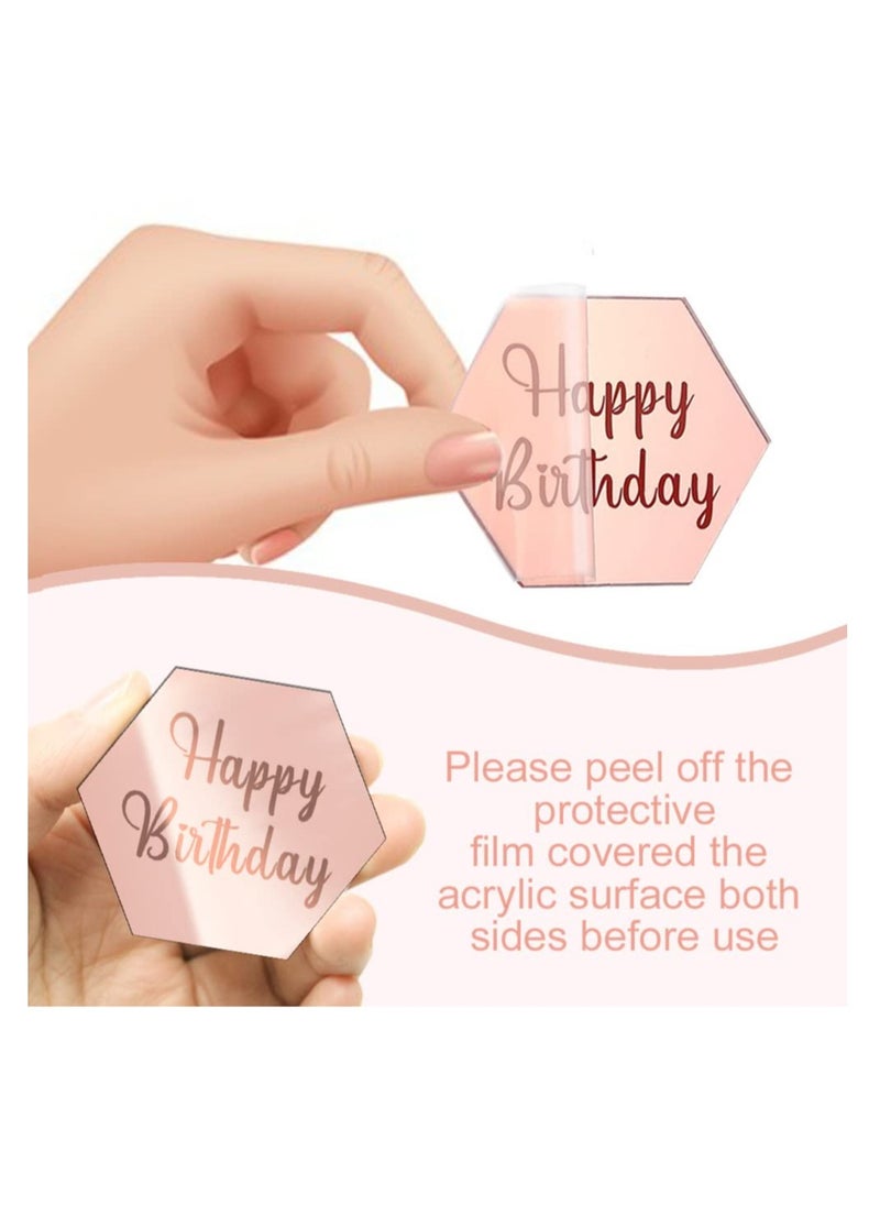 Happy Birthday Cake Disc, 21Pcs Mini Acrylic Cupcake Toppers, Mirror Acrylic Cake Topper, Suitable for Birthday Party DIY Cupcake Decoration (Hexagon, 21) - pzsku/Z7807EE4553F185CE4E31Z/45/_/1717031433/f9aef261-f43e-4f37-a2fe-c0a7a56c05f7