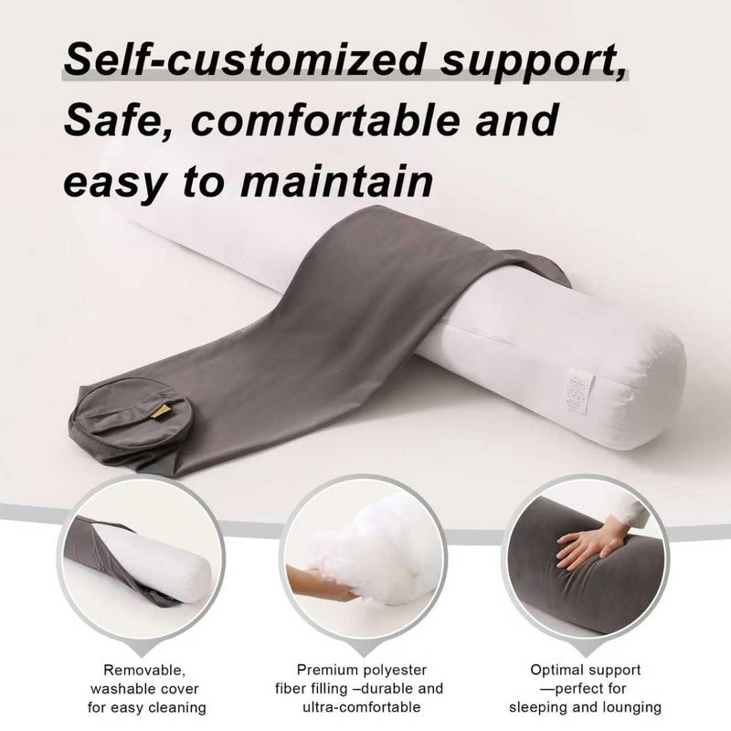 Ailuteie Body Pillow for Adults,Long Round Pillow,Big Cylindrical Pillow,Large Full Bolster Pillows for Side Sleepers (Steel Gray, 39.37"*7.87") - Image 4