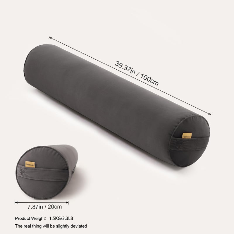 Ailuteie Body Pillow for Adults,Long Round Pillow,Big Cylindrical Pillow,Large Full Bolster Pillows for Side Sleepers (Steel Gray, 39.37"*7.87") - Image 2