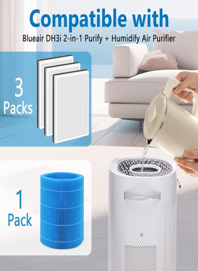 Harebery DH3i Replacement Filters Compatible with Blueair 2-in-1 Purify + Humidify | 3 Particle Filters + 1 Wick Filter - Image 2