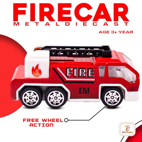 Toy Cloud Free Wheel Die-Cast Metal Fire Rescue Vehicle Set of 3, 1:64 Scale Model Vehicles Toys (Road Jeep, Hovercraft, and Ladder Truck) for Kids 3 Years and Above - Image 3
