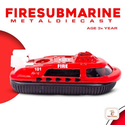 Toy Cloud Free Wheel Die-Cast Metal Fire Rescue Vehicle Set of 3, 1:64 Scale Model Vehicles Toys (Road Jeep, Hovercraft, and Ladder Truck) for Kids 3 Years and Above - Image 2