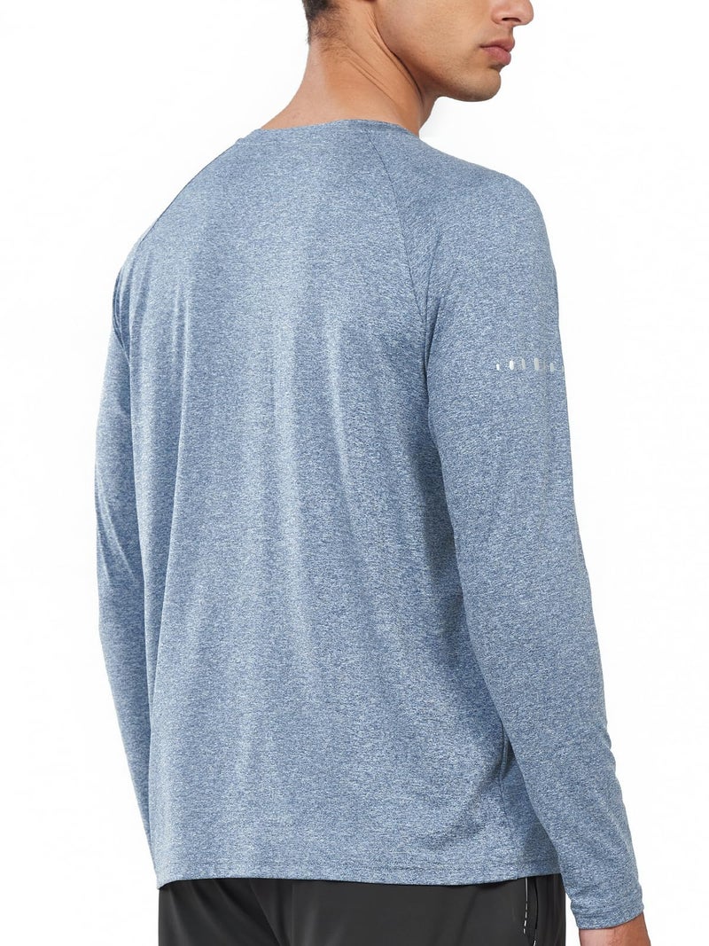 NORTHYARD Men's Sun Protection Shirts UPF 50+ Long Sleeve Swim Rash Guard Shirt Running Workout Athletic Hiking UV Fishing BLUEHEATHER L - Image 2