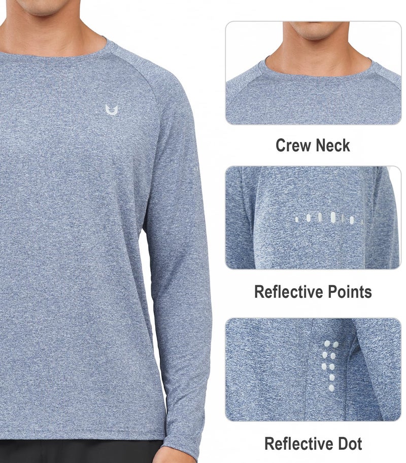 NORTHYARD Men's Sun Protection Shirts UPF 50+ Long Sleeve Swim Rash Guard Shirt Running Workout Athletic Hiking UV Fishing BLUEHEATHER L - Image 4