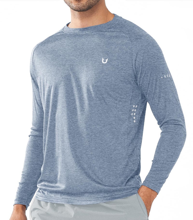 NORTHYARD Men's Sun Protection Shirts UPF 50+ Long Sleeve Swim Rash Guard Shirt Running Workout Athletic Hiking UV Fishing BLUEHEATHER L - Image 1