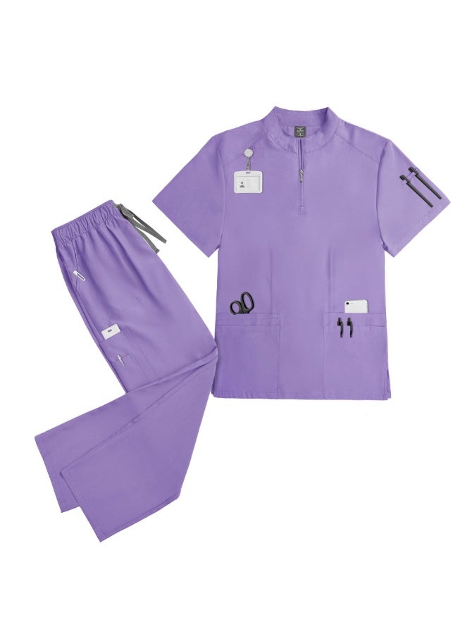 NIBEMINENT Short Sleeve Shirt Doctor Uniform Surgical Gown Women's Beauty Surgery Room Hand Scrub Suit Elastic Quick-Dry Unisex - Image 1