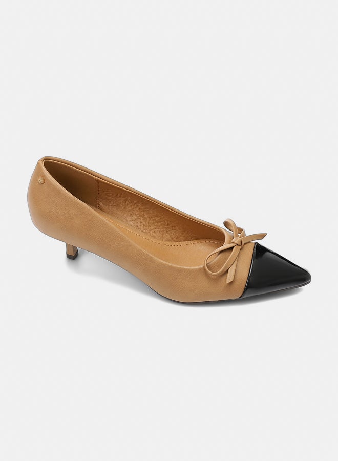 Dejavu Shoes JAL-DVTX-002 Pointed Toecap With A Middle Bow Leather Plain Heels For Women - Image 2