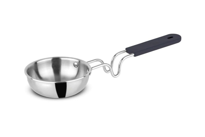 Regalo Regalo Stainless Steel Triply Tadka Pan/Vaghariya Pan with Stay Cool Long Silicon Handle for Spice Seasoning, Frying, Heating and Roasting|11cm, Silver | Induction Friendly  - Image 1