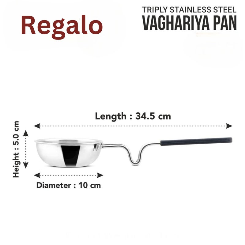 Regalo Regalo Stainless Steel Triply Tadka Pan/Vaghariya Pan with Stay Cool Long Silicon Handle for Spice Seasoning, Frying, Heating and Roasting|11cm, Silver | Induction Friendly  - Image 4