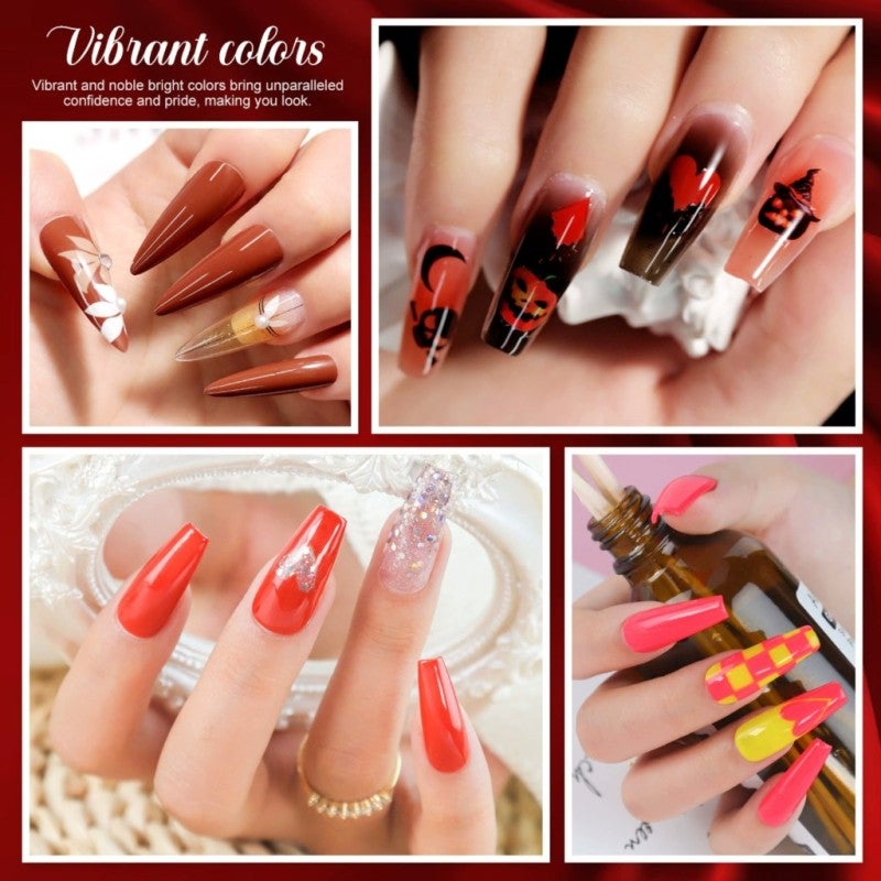 UV LED Gel Polish Set - 7 Popular Autumn Winter Colors, Long-Lasting Chip-Resistant Wear, High Color Saturation for Salon Professionals and At-Home DIY Beginners - Image 2