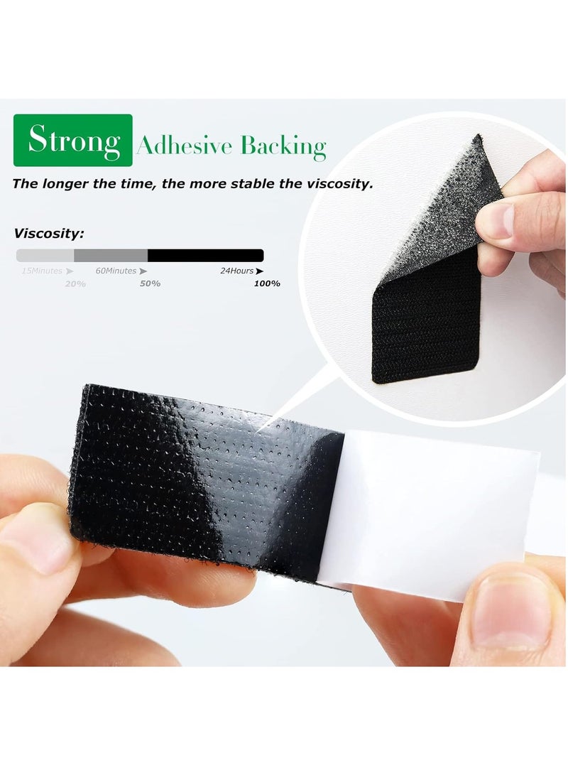 Excefore Hook and Loop Strips with Adhesive,Industrial Strength Sticky Back | 1 x 4 Inch 16 Sets | Heavy Duty Double-Sided Fasten Mounting Tape (Black+White) - Image 5