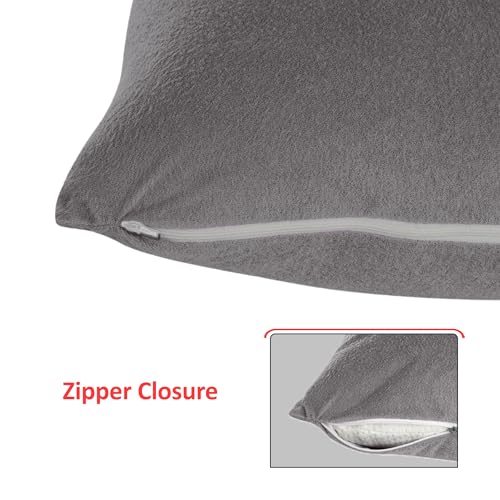Mattress Protector Ultra Soft Terry Waterproof Pillow Protector - Zippered Closure | Protects Against Dust Mites, Bed Bugs, Oil & Water Spills, Standard Size ( 18x28 Inch - Grey ) - Pack of 2 - Image 4
