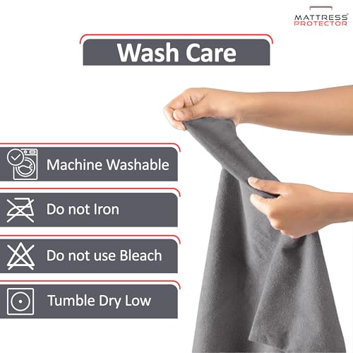 Mattress Protector Ultra Soft Terry Waterproof Pillow Protector - Zippered Closure | Protects Against Dust Mites, Bed Bugs, Oil & Water Spills, Standard Size ( 18x28 Inch - Grey ) - Pack of 2 - Image 3