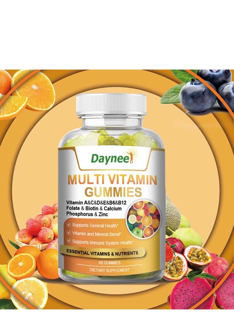 Daynee Multi Vitamins ,Health Support  With Vitamin A&C&D&E&B6&B12 Folate & Biotin & Calcium Phosphorus & Zinc ,Dietary Supplement 60 Gummies - Image 1