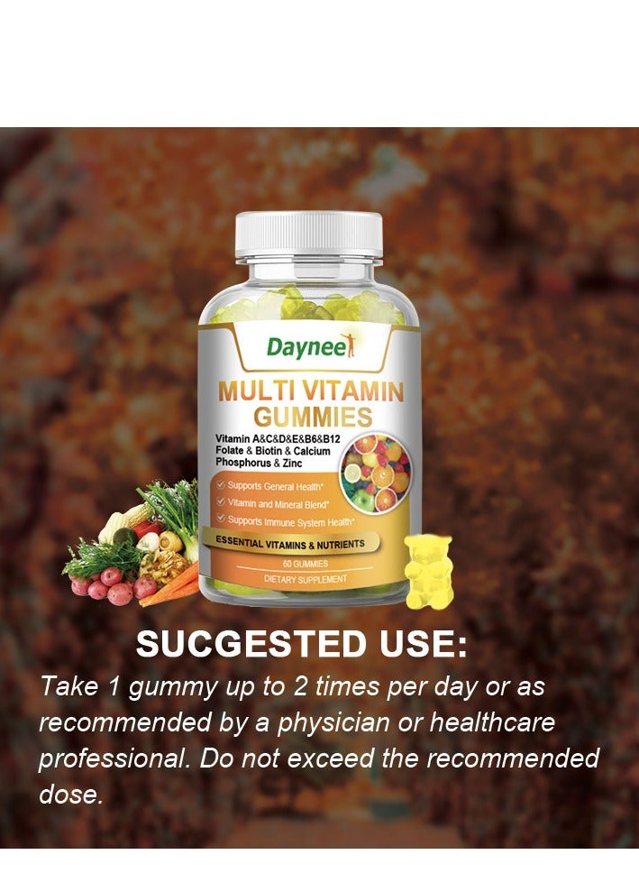 Daynee Multi Vitamins ,Health Support  With Vitamin A&C&D&E&B6&B12 Folate & Biotin & Calcium Phosphorus & Zinc ,Dietary Supplement 60 Gummies - Image 4