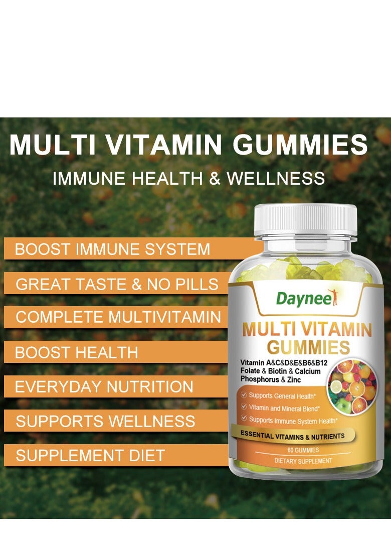 Daynee Multi Vitamins ,Health Support  With Vitamin A&C&D&E&B6&B12 Folate & Biotin & Calcium Phosphorus & Zinc ,Dietary Supplement 60 Gummies - Image 5