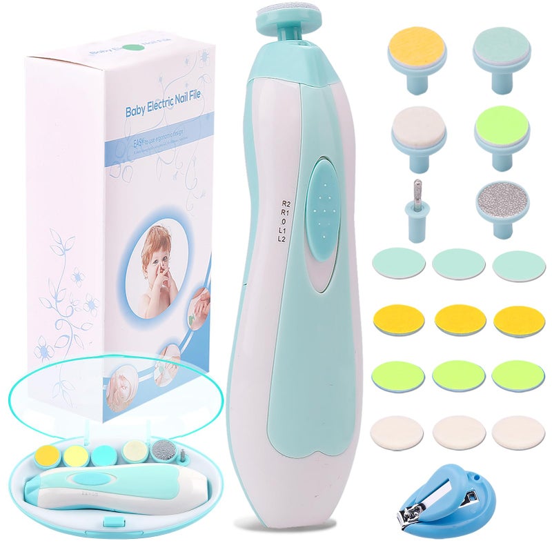 Consevisen Baby Nail Trimmer Electric Nail File Baby Nail Clippers, Safe Nail Filer Grinder Kit for Newborn Infant Toddler Kids or Adults Toes Fingernails Care Trim Polish, with Led Light and 10 Grinding Heads - Image 1