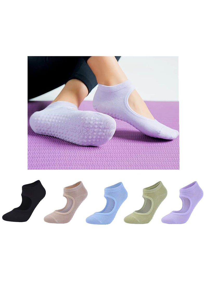 SYOSI Ladies Anti-Slip Yoga Socks, Pilates Socks, Anti-Slip Grip Socks for Sports Dance Backless Professional Anti-Slip Pilates Fitness(6 Pairs)  - Image 2