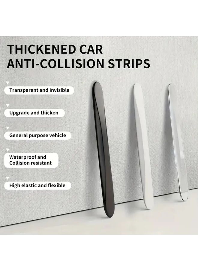 4 Pack Universal Car Door And Side Mirror Anti Collision Strips PVC Silicone Rubber Edge Guards White Protective Stickers Easy Installation Durable Decor Accessories - Image 1