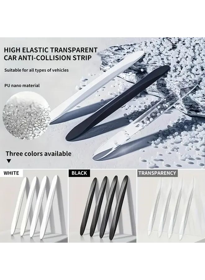 4 Pack Universal Car Door And Side Mirror Anti Collision Strips PVC Silicone Rubber Edge Guards White Protective Stickers Easy Installation Durable Decor Accessories - Image 4