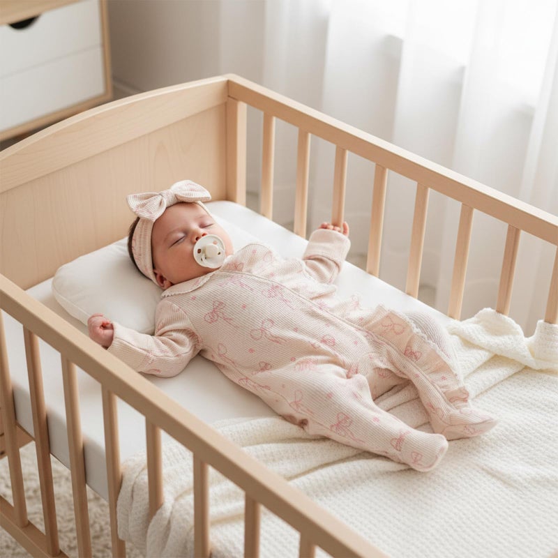 allshope Newborn Baby Girl Fall Outfit Romper Footies Waffle Bow Zip Up Footed Jumpsuit Ruffle Trim Infant Clothes (Color Khaki, 0-3 Months) - Image 5