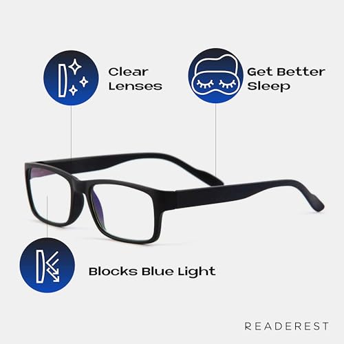 Readerest Blue Light Blocking Glasses - Stylish Computer Eyewear with 1.75 Magnification - UV Protection Vision Aid for Eye Strain and Glare Reduction - Lightweight Frames for Men and Women (Black) - Image 2