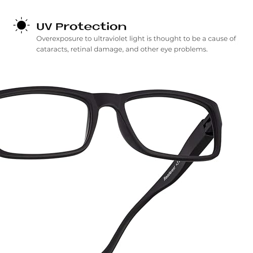 Readerest Blue Light Blocking Glasses - Stylish Computer Eyewear with 1.75 Magnification - UV Protection Vision Aid for Eye Strain and Glare Reduction - Lightweight Frames for Men and Women (Black) - Image 4