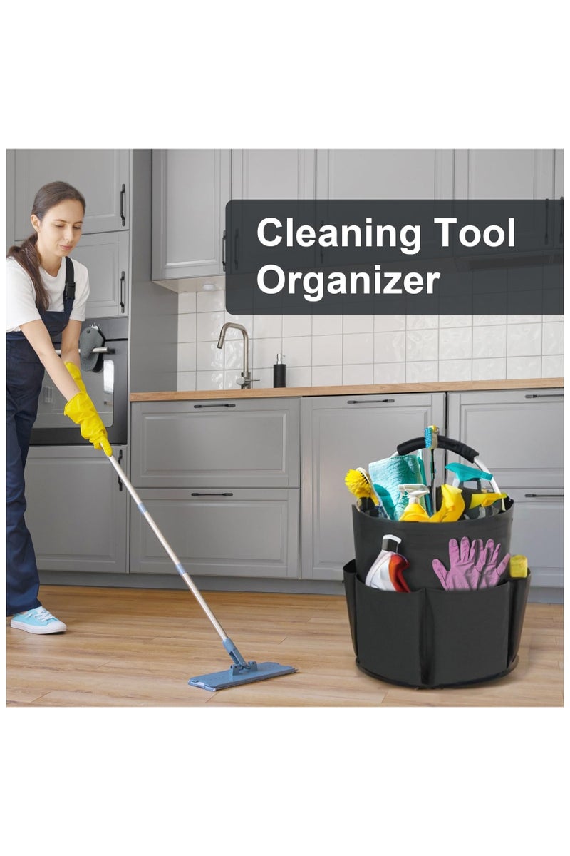 Cleaning Caddy with Handle, Cleaning Products Organiser, 17L Foldable Storage Basket, Cleaning Caddy Organiser, Portable Multi Cleaning Bucket Bag for Home, Garden (Black) - Image 4