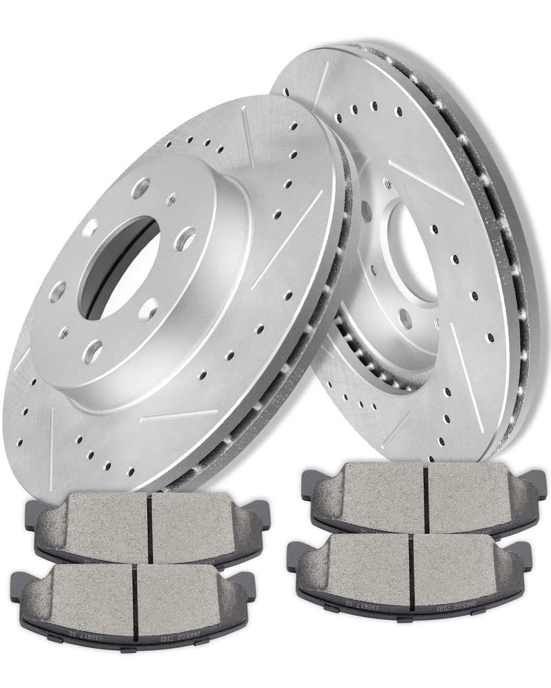 ECCPP مجموعة فرامل ECCPP، دوارات فرامل قرصية وأقراص فرامل سيراميكية [2+4] تناسب 1990 1991 1992 1993 1994 1995 1996 1997 1998 1999 2000 لهوندا سيفيك، 1993 1994 1995 1996 1997 لهوندا سيفيك ديل سول - Image 1