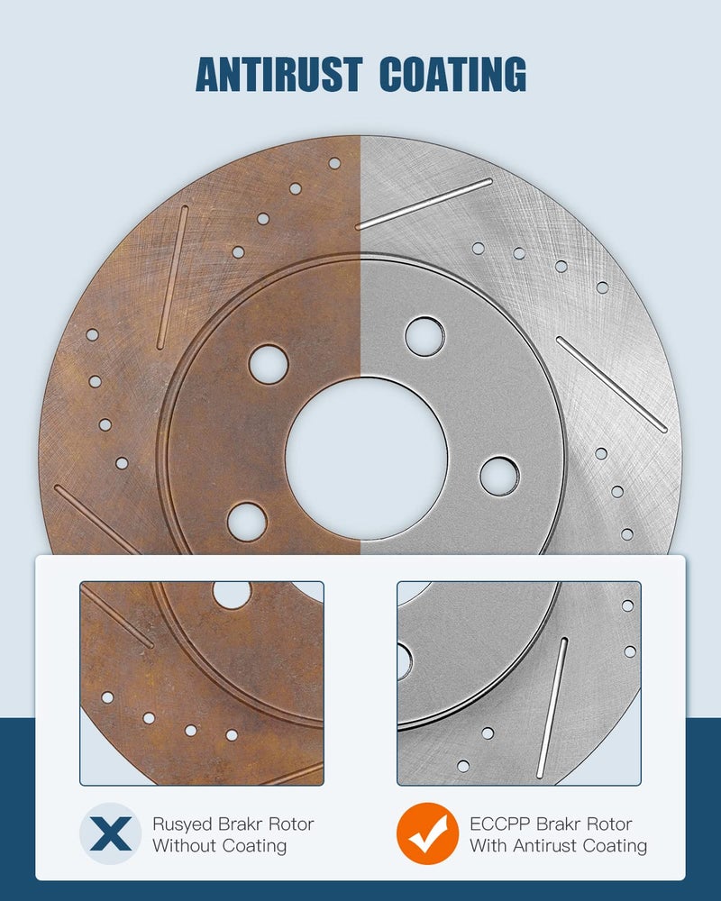 ECCPP مجموعة فرامل ECCPP، دوارات فرامل قرصية وأقراص فرامل سيراميكية [2+4] تناسب 1990 1991 1992 1993 1994 1995 1996 1997 1998 1999 2000 لهوندا سيفيك، 1993 1994 1995 1996 1997 لهوندا سيفيك ديل سول - Image 2