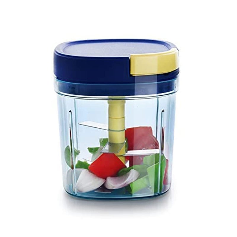 Avenn 1000 ML Compact Chopper with 3 Blades effortlessly Chopping Big Size Kitchen Dori Handy Vegetable and Fruit Manual Onion Dry Fruit Salad Maker Vegetable Quick Chopper Multicolor - Image 1
