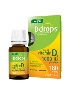 Ddrops Vegan 1000 Iu 180 Drops Daily Vitamin D Liquid Supports Bone Health & Immune System. No Large Capsules No Preservatives Nongmo Allergyfriendly  - Image 2
