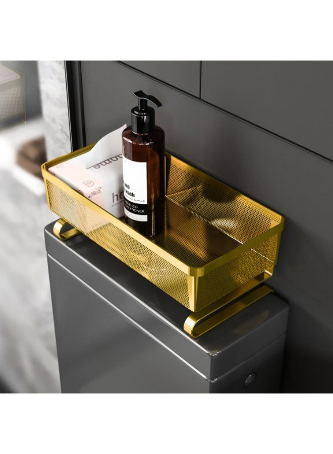Smart Storage Over Tank Toilet Storage Rack Carbon Steel Bathroom  Organizer – Gold Rack with Dual Support Legs – Heavy Duty Gold Shelf. - Image 1
