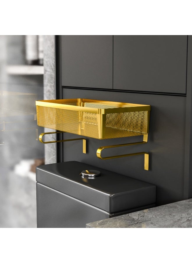 Smart Storage Over Tank Toilet Storage Rack Carbon Steel Bathroom  Organizer – Gold Rack with Dual Support Legs – Heavy Duty Gold Shelf. - Image 4