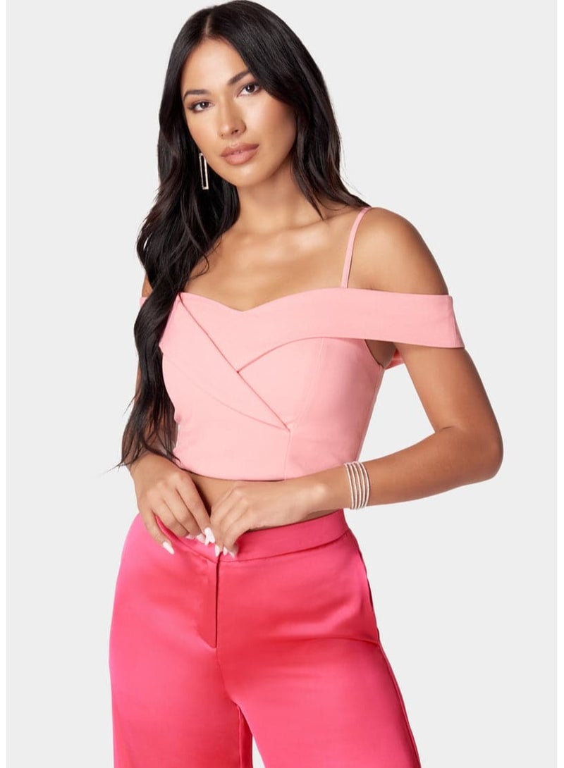 bebe OFF-SHOULDER KNIT TOP