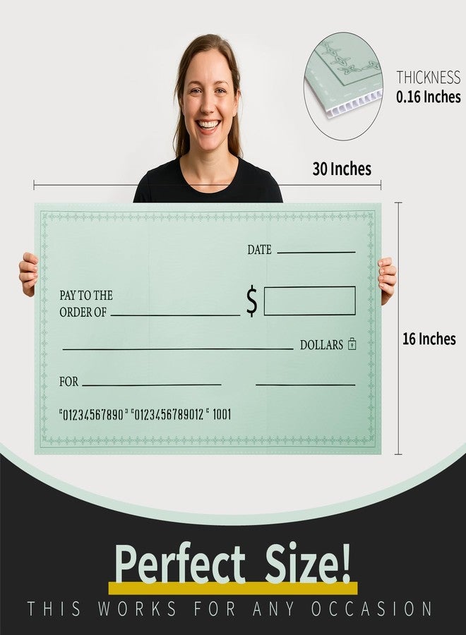 AMOILS 30 x 16 Inches Foldable Giant Check for Presentations, Dry Erase Big Blank Check, Large Fake Check, Oversized Checks for Fundraisers, Prizes, Awards,Retirement, Charity & Donation Events - Image 2